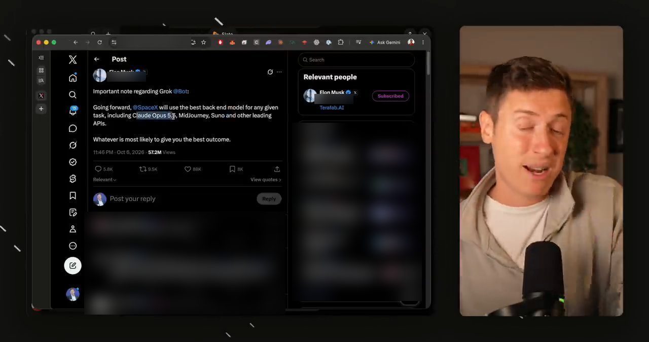 Bài đăng của Elon Musk trên X: Grok Bot sẽ dùng model backend tốt nhất cho từng task