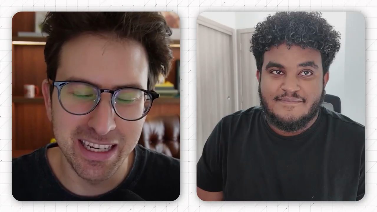 Greg Isenberg và Ras Mic trong hai khung gọi video cạnh nhau