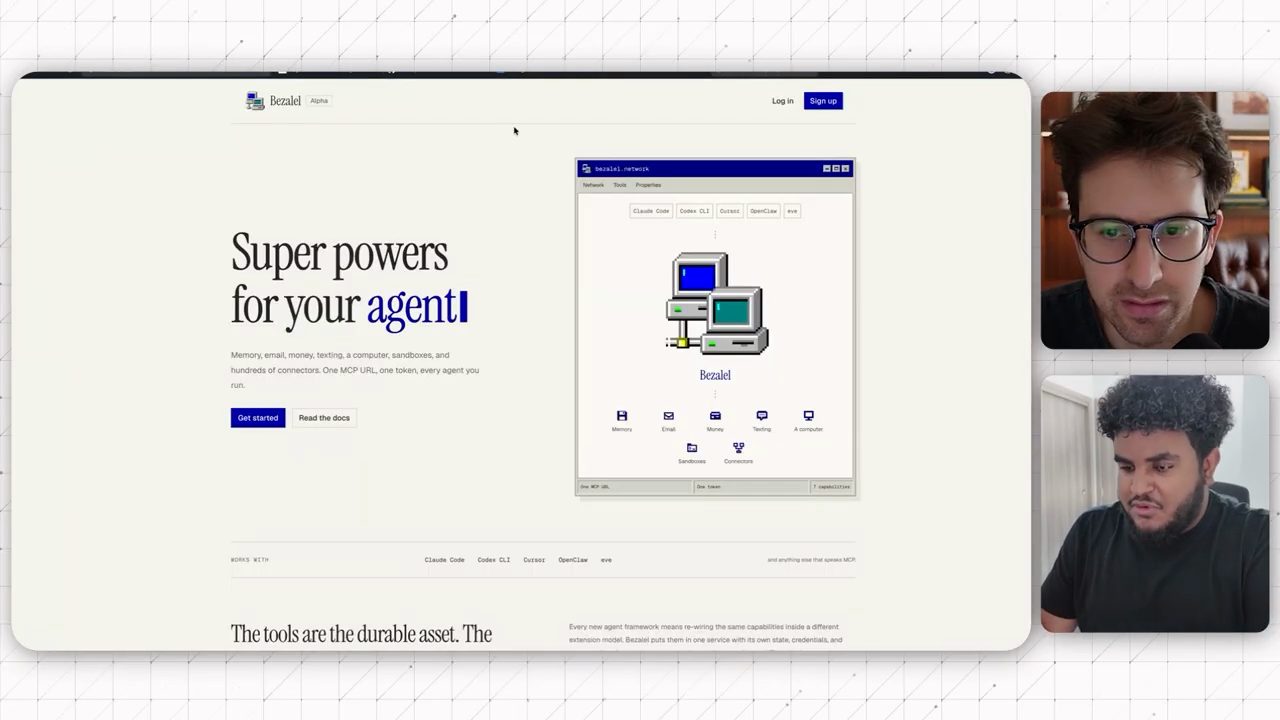 Landing page Bezalel với dòng chữ Super powers for your agent