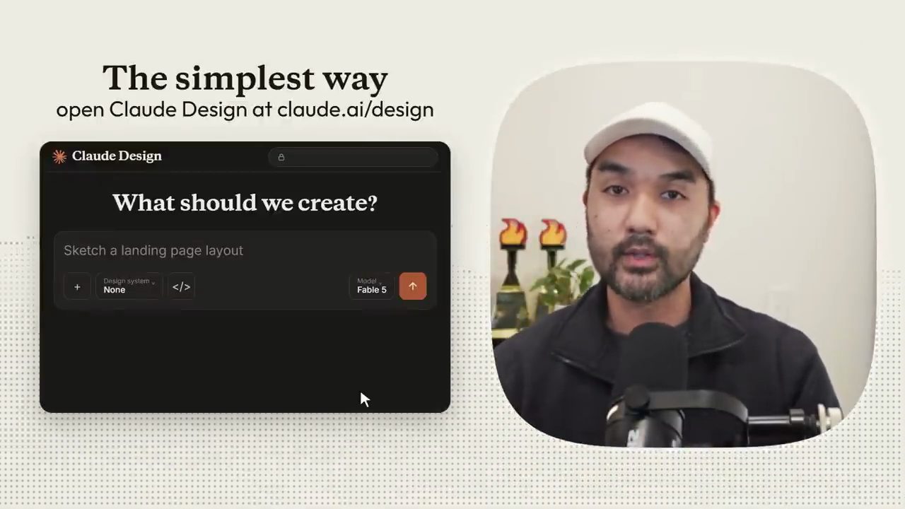Giao diện Claude Design với câu hỏi What should we create? và ô chọn Design system