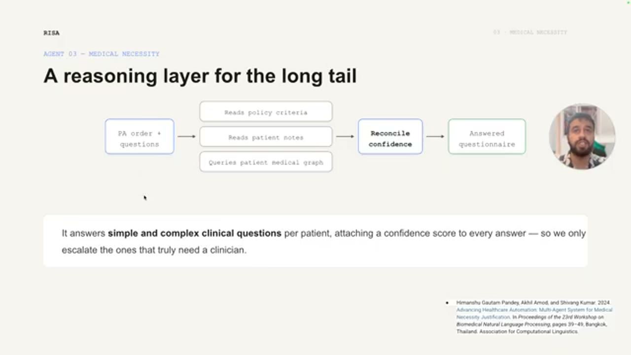 Slide Agent 03, A reasoning layer for the long tail, với trích dẫn bài báo ở góc dưới