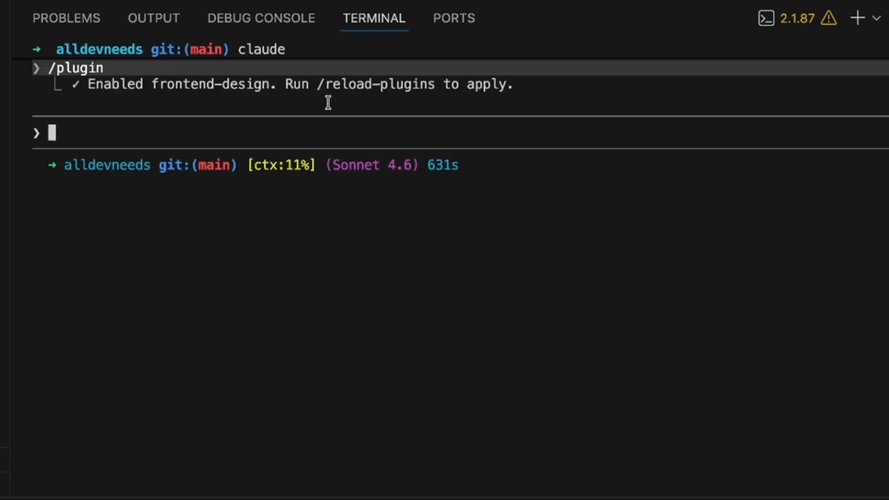 Thông báo sau /plugin: Run /reload-plugins to apply