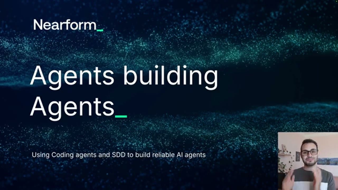 Slide tiêu đề Agents building Agents của Nearform
