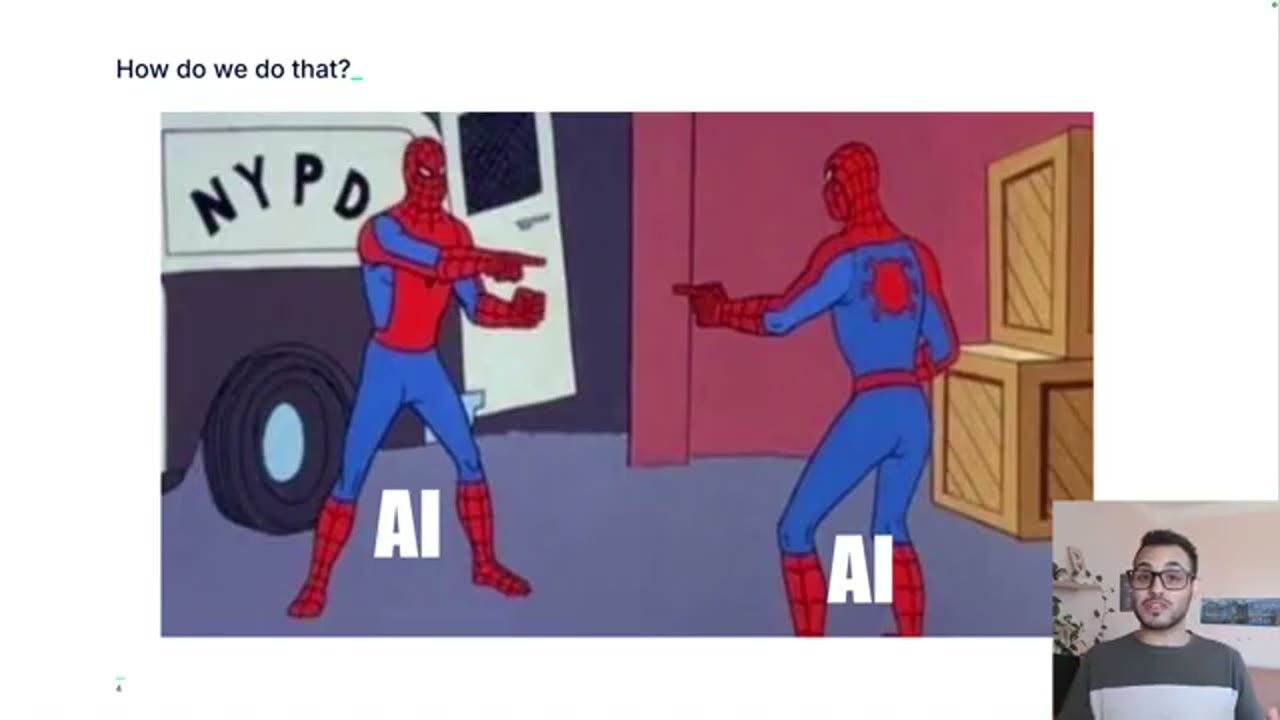 Meme hai Spider-Man chỉ tay vào nhau, cả hai đều ghi AI