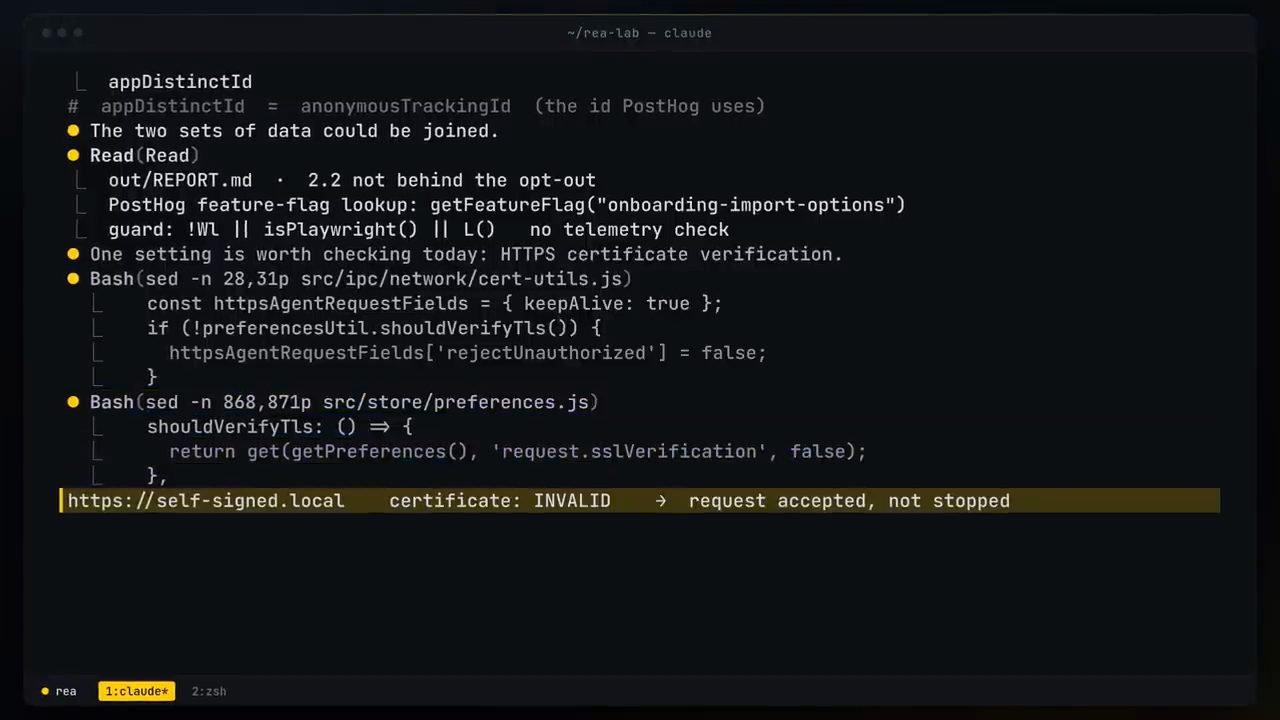 Code cert-utils.js và preferences.js cho thấy sslVerification mặc định là false