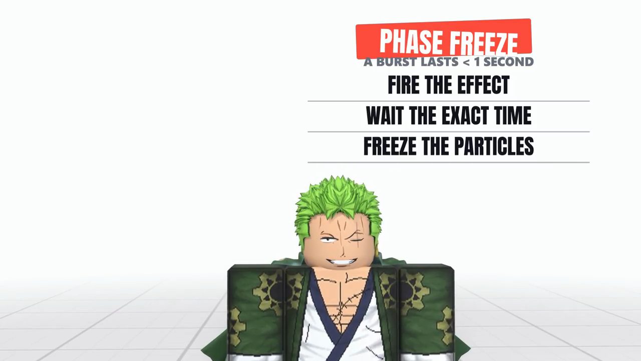 Thẻ phase freeze với ba bước fire the effect, wait the exact time, freeze the particles