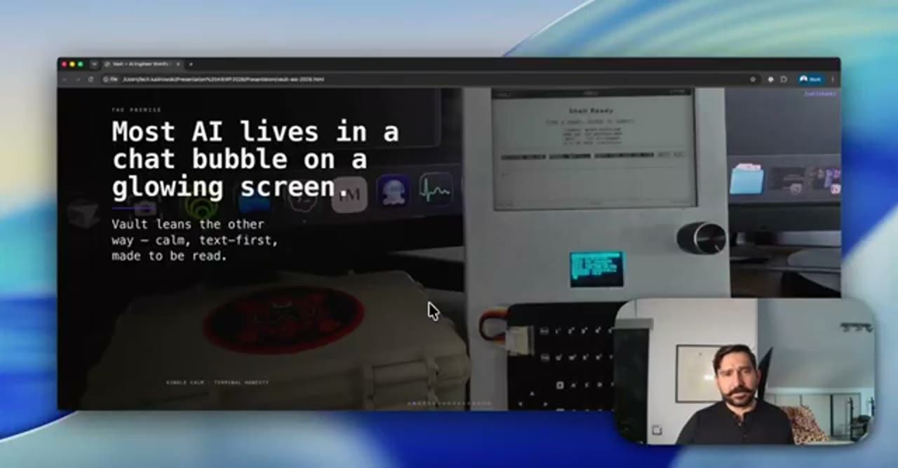Slide The Premise: Most AI lives in a chat bubble on a glowing screen