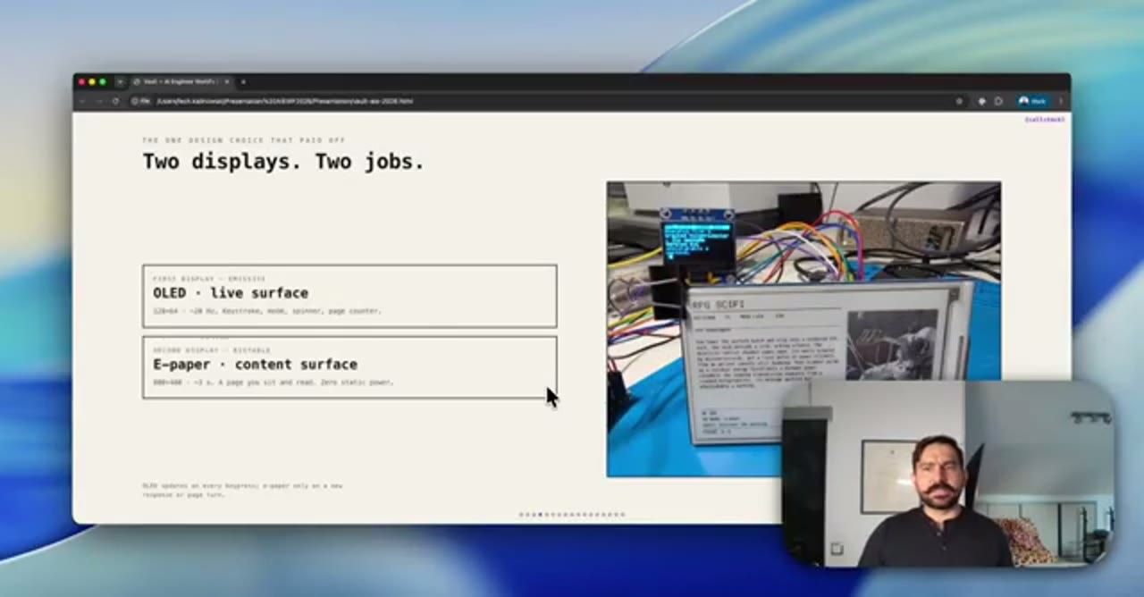Slide Two displays. Two jobs. với OLED live surface và E-paper content surface
