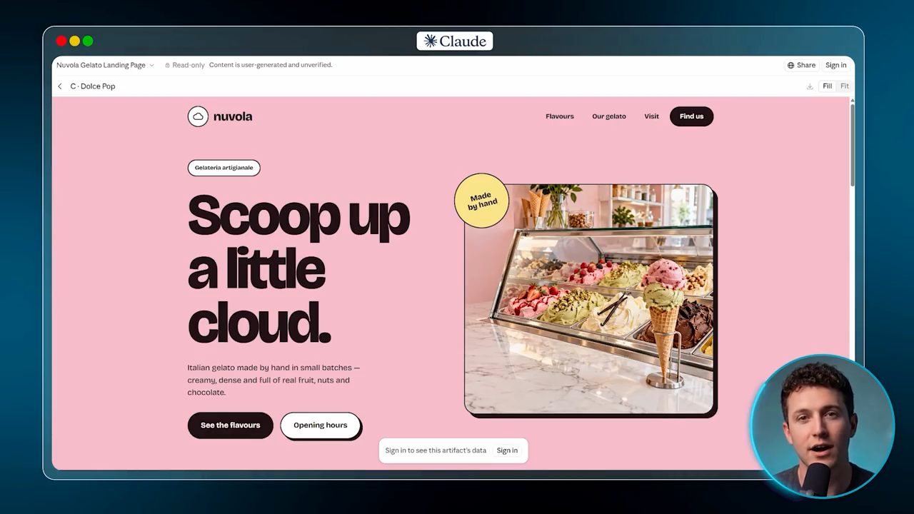 Landing page Dolce Pop mở ở chế độ Read-only, có nút Sign in