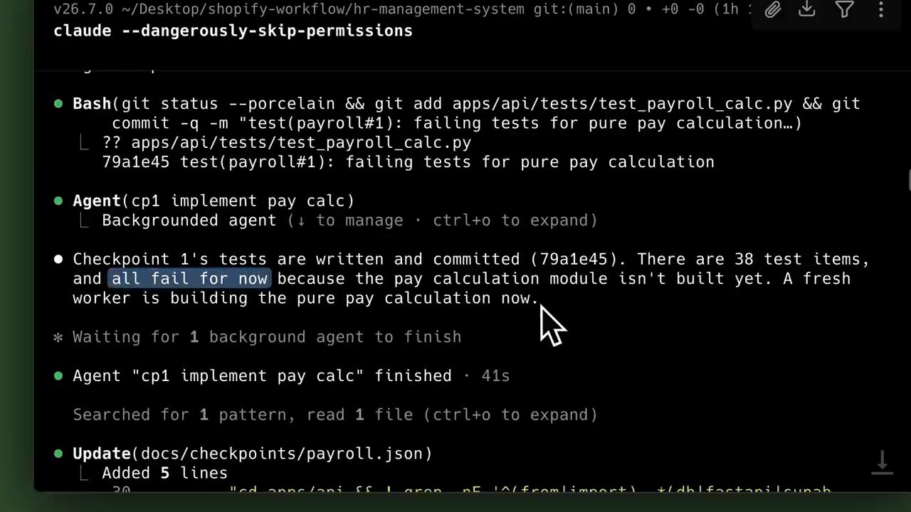 Terminal: commit failing tests for pure pay calculation, 38 test items all fail for now