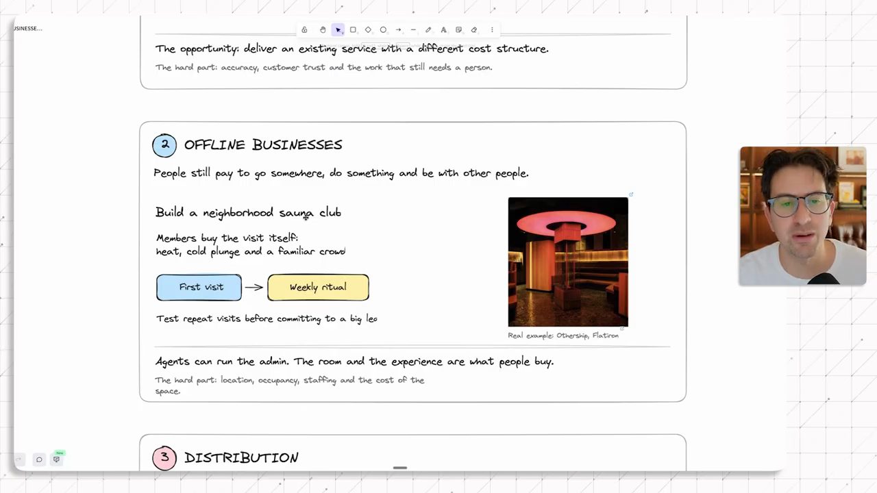 Ô số 2 Offline businesses trên whiteboard với ảnh một phòng sauna
