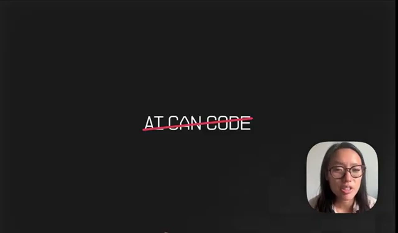 Slide 'AI can code' bị gạch đỏ