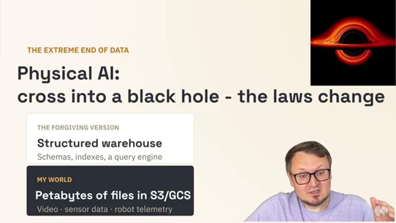 Slide Physical AI: cross into a black hole, the laws change
