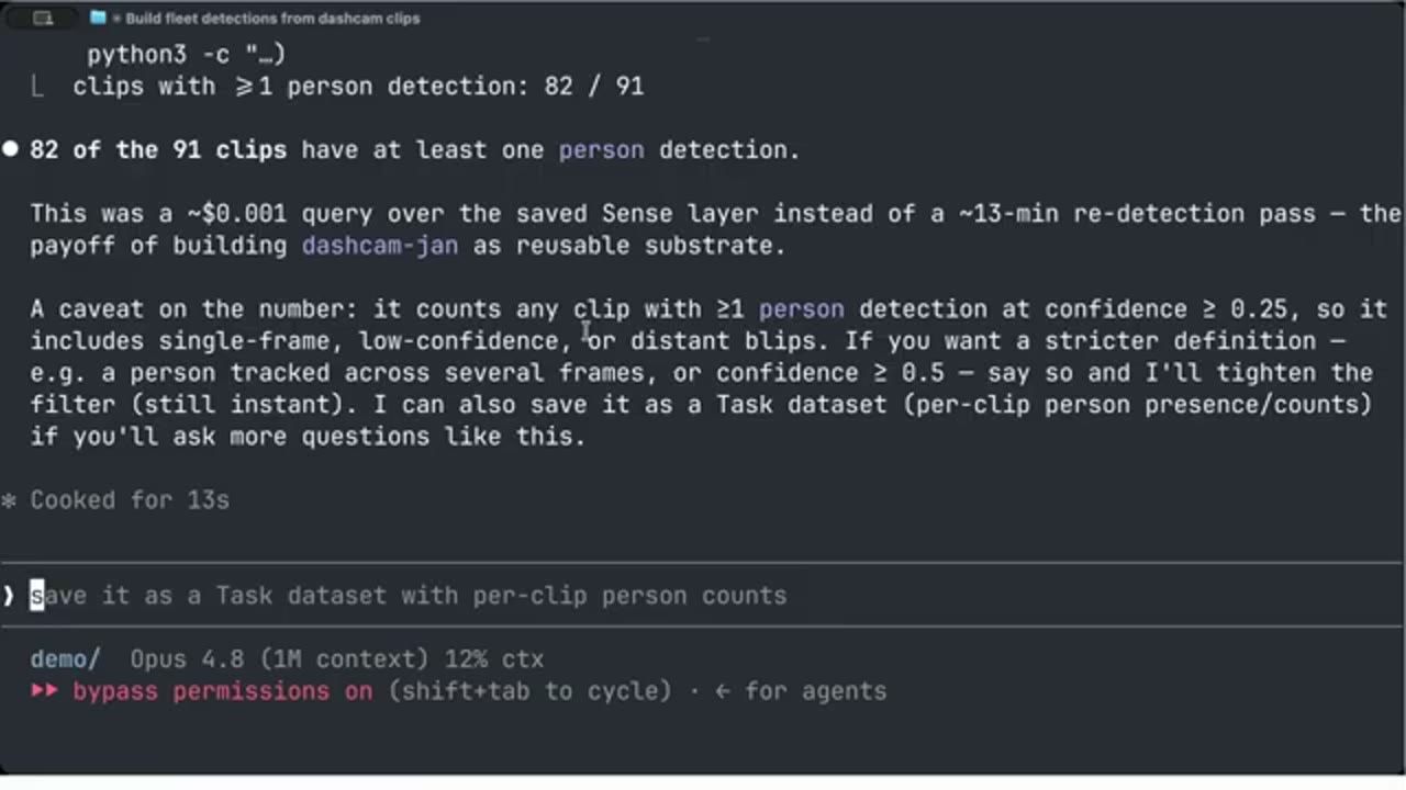 Agent trả lời 82 of the 91 clips have at least one person detection