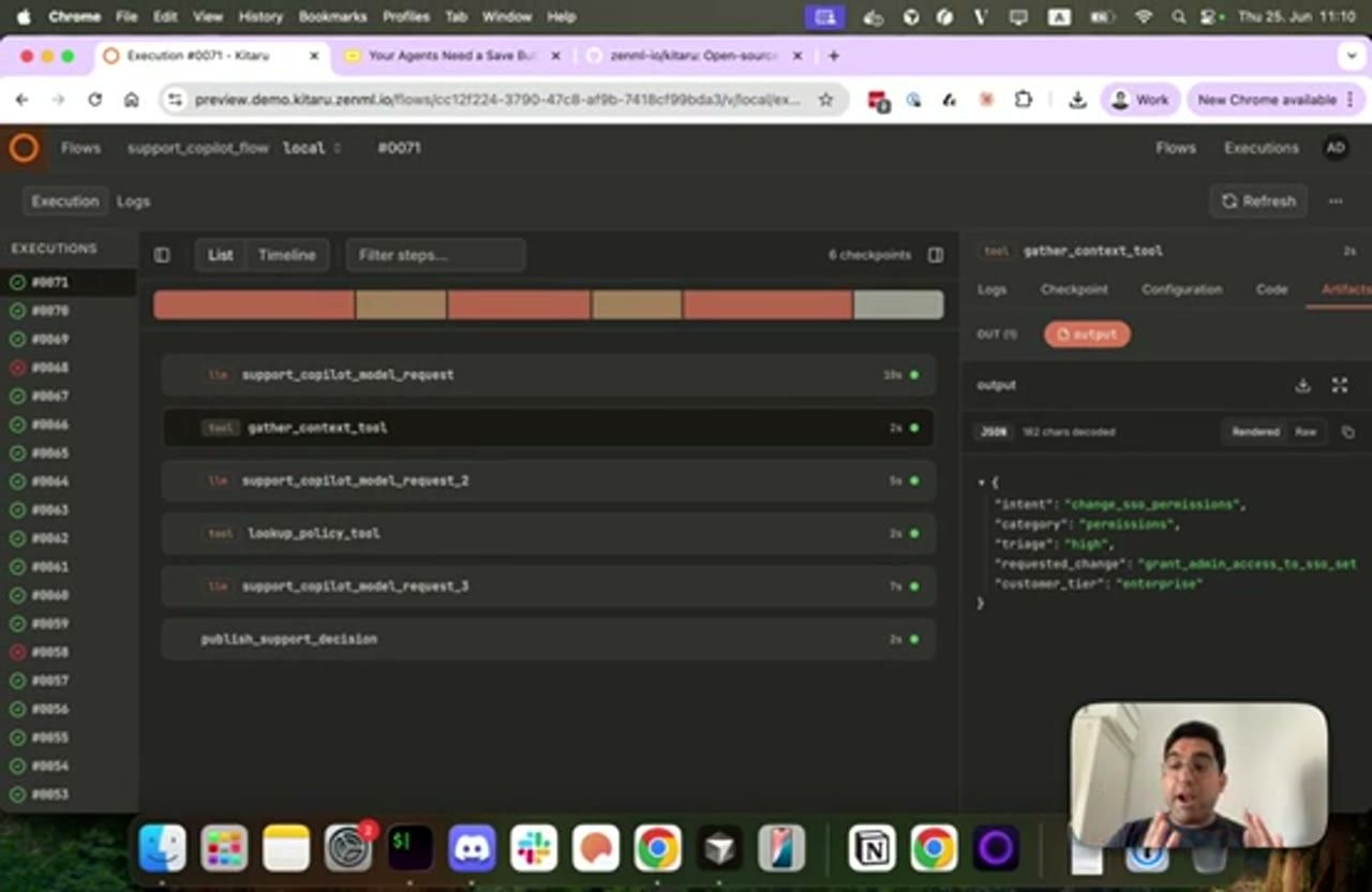 Artifact output của gather_context_tool trong Kitaru