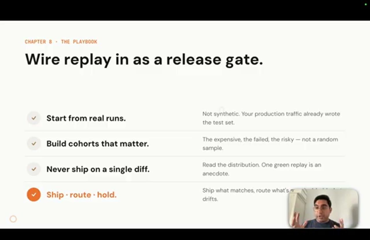 Slide Chapter 8 The playbook: Wire replay in as a release gate