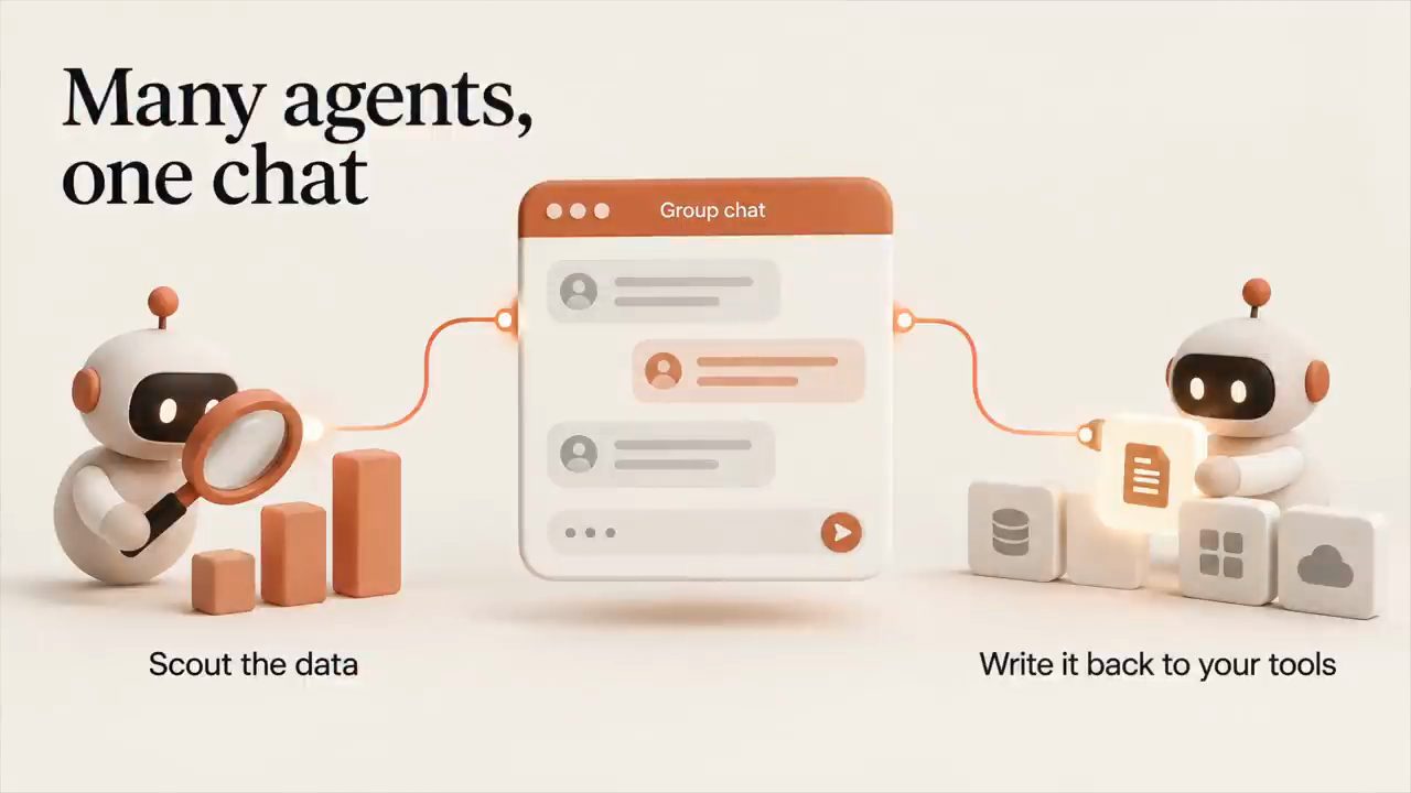 Slide Many agents, one chat với hai robot hai bên một group chat