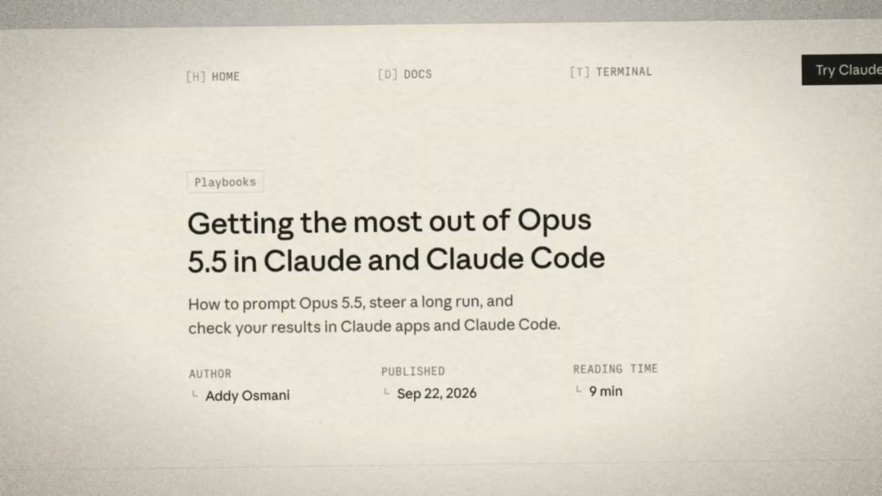 Đầu bài Getting the most out of Opus 5.5 in Claude and Claude Code trên blog claude.dev