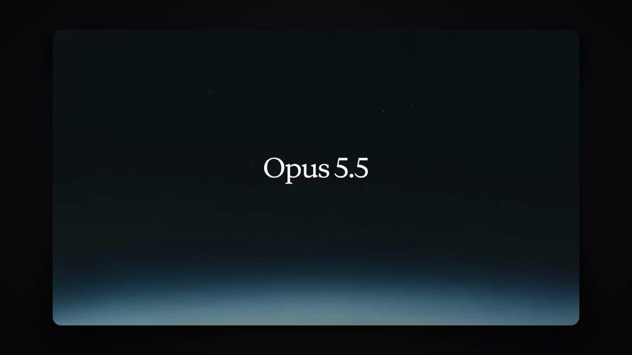 Màn hình tối với dòng chữ Opus 5.5
