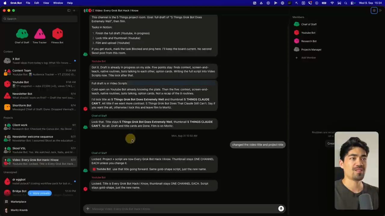 Group chat Video: Every Grok Bot Hack I Know với bốn thành viên bot