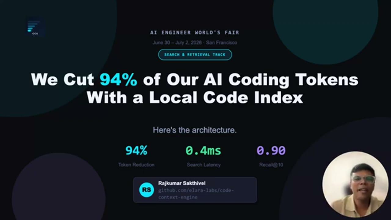 Slide tiêu đề: We Cut 94% of Our AI Coding Tokens With a Local Code Index