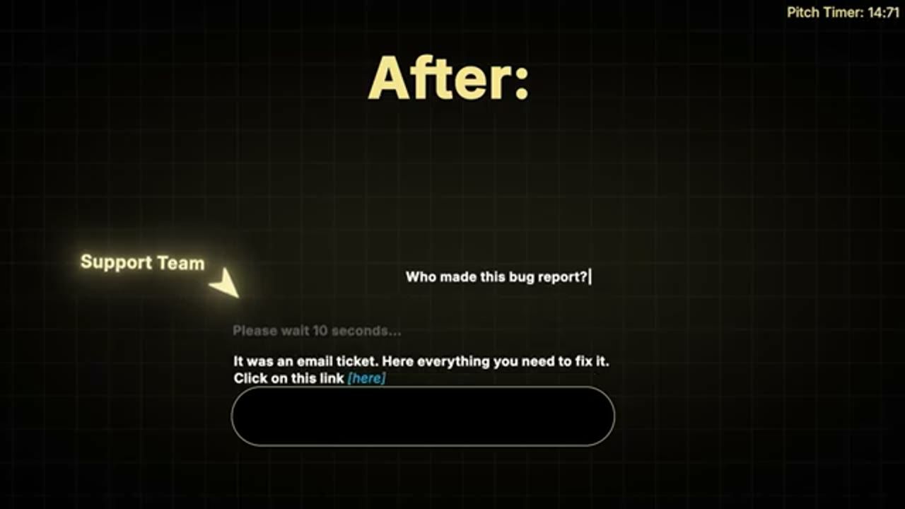 After: Support Team hỏi Who made this bug report? và nhận câu trả lời kèm đường link