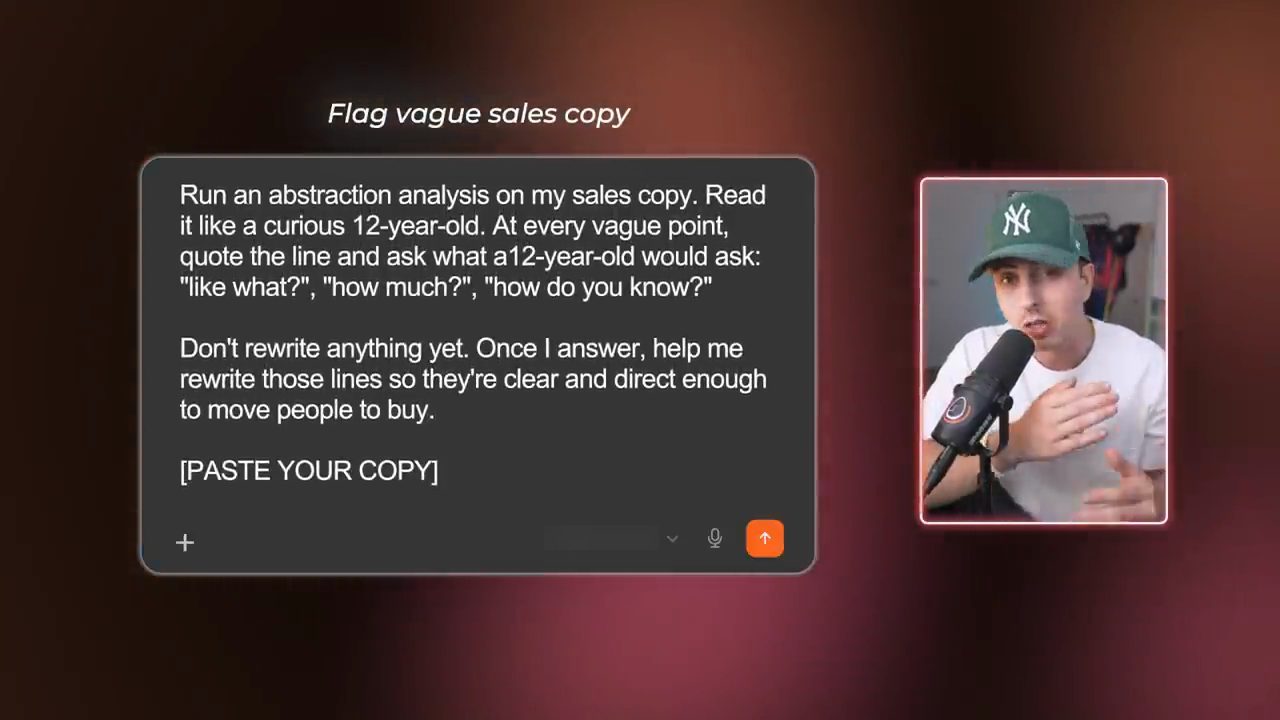Prompt Flag vague sales copy trong ô chat