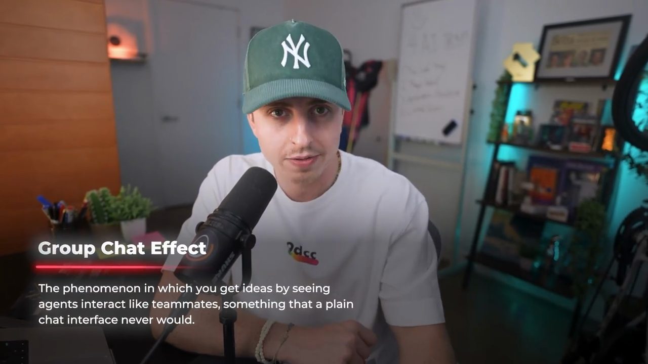 Austin trước camera với thẻ chữ Group Chat Effect
