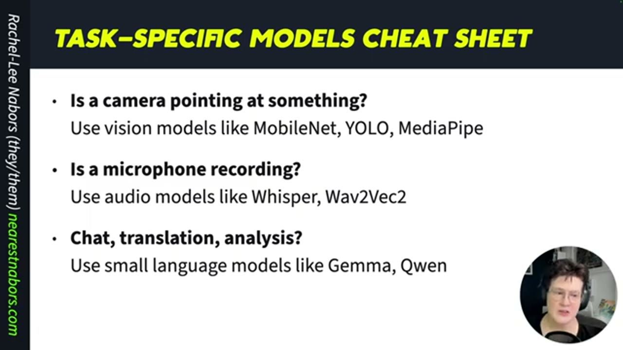 Slide Task-specific models cheat sheet