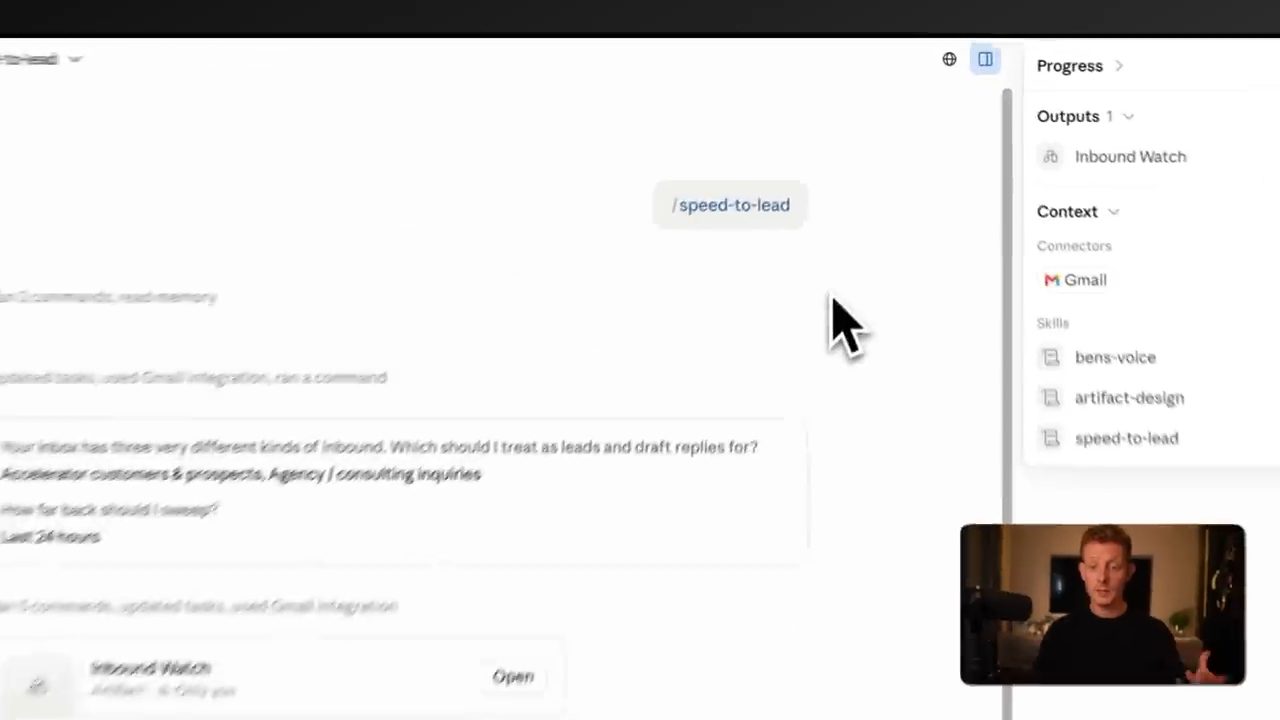 Chạy /speed-to-lead, output Inbound Watch, connector Gmail