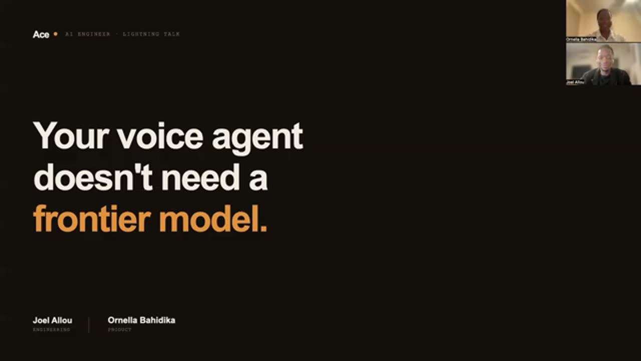 Slide mở đầu: Your voice agent doesn't need a frontier model, Ace, lightning talk