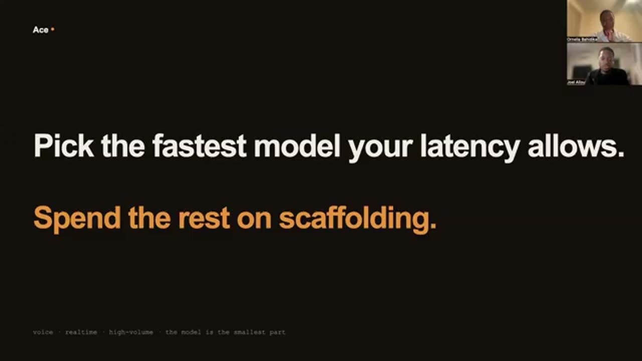 Slide: Pick the fastest model your latency allows. Spend the rest on scaffolding.
