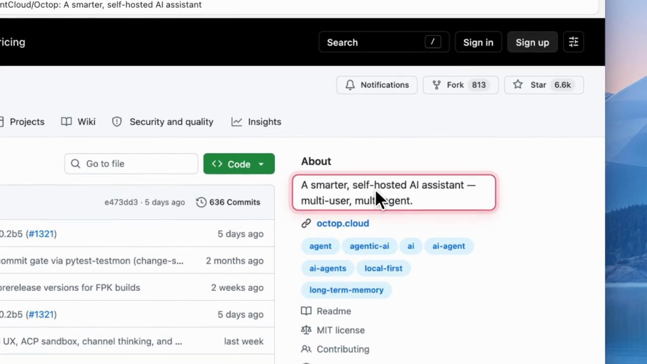 Trang GitHub của TencentCloud/Octop, phần About được khoanh đỏ
