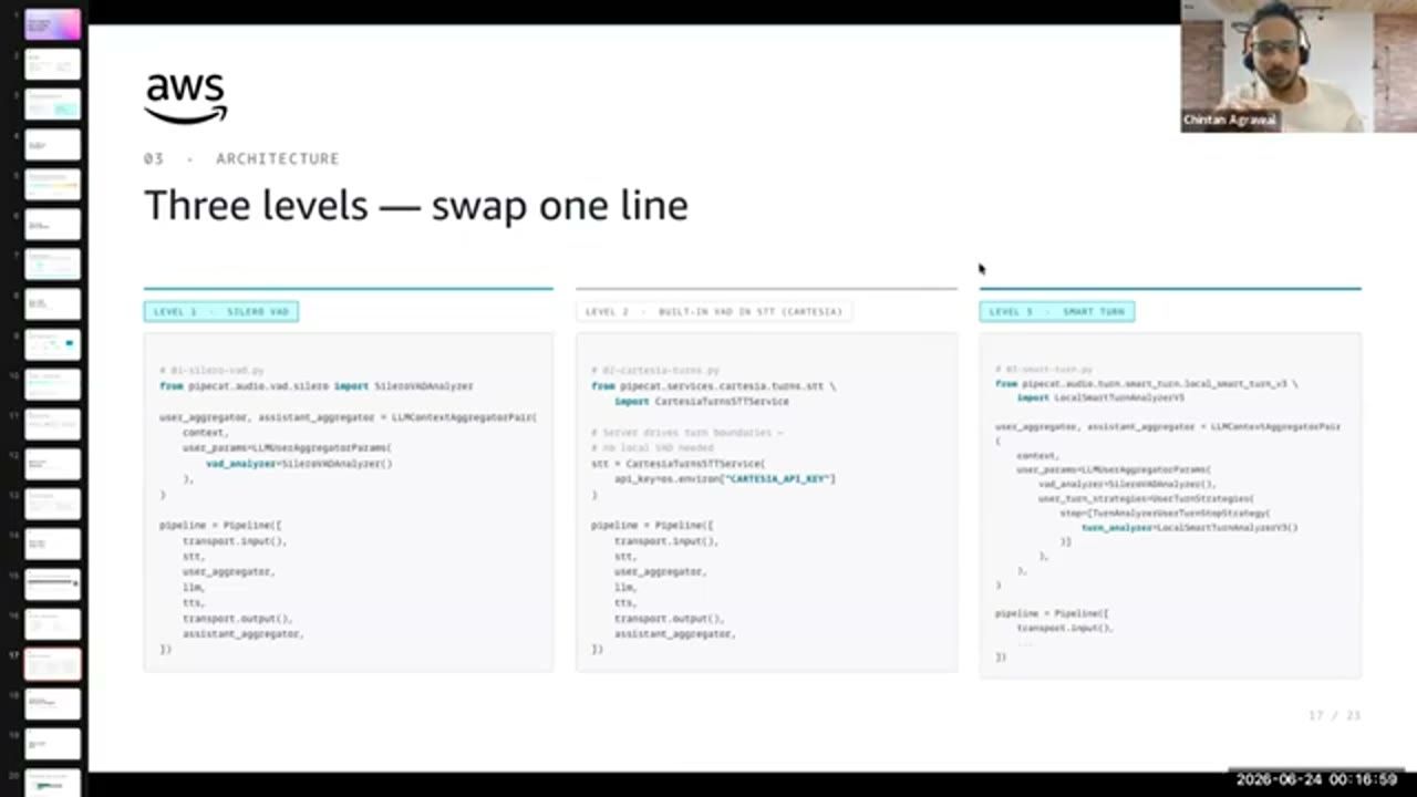 Slide Three levels, swap one line với ba file Python