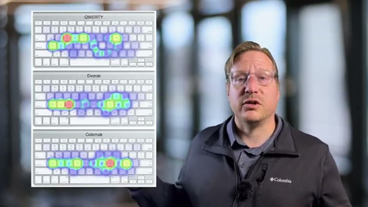 Ba heatmap bàn phím QWERTY, Dvorak và Colemak