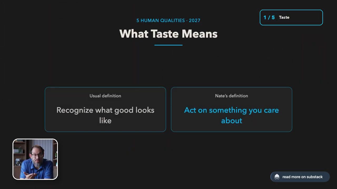Slide What Taste Means so sánh định nghĩa thông thường và định nghĩa của Nate