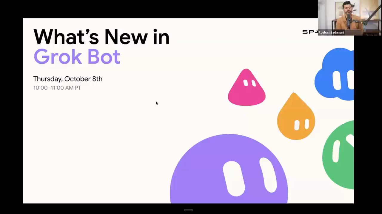 Slide tiêu đề What's New in Grok Bot, Thursday October 8th