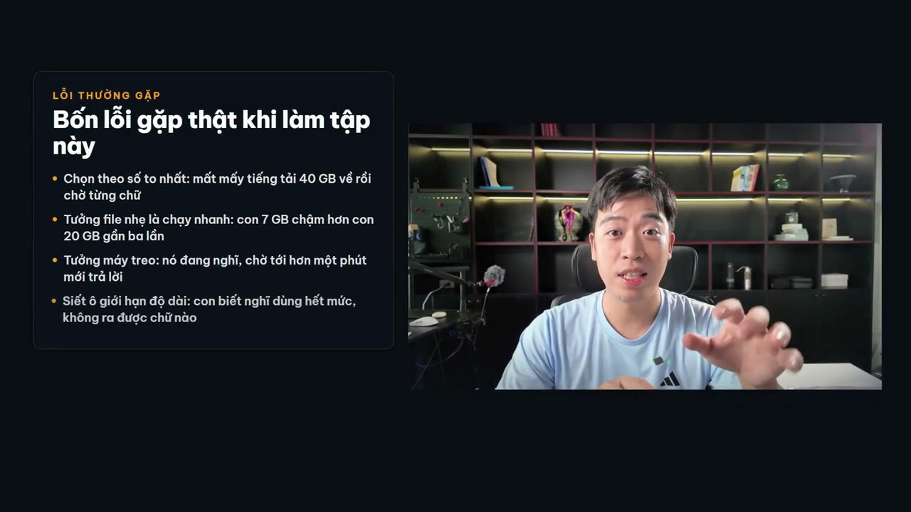 Thẻ Bốn lỗi gặp thật khi làm tập này