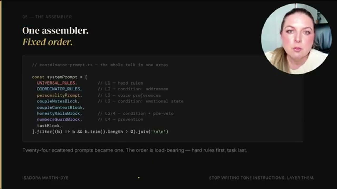 Slide One assembler. Fixed order. với đoạn code coordinator-prompt.ts