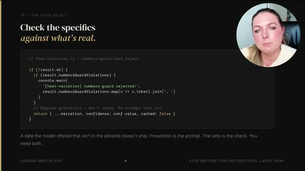 Slide Check the specifics against what's real với numbers-guard hard reject