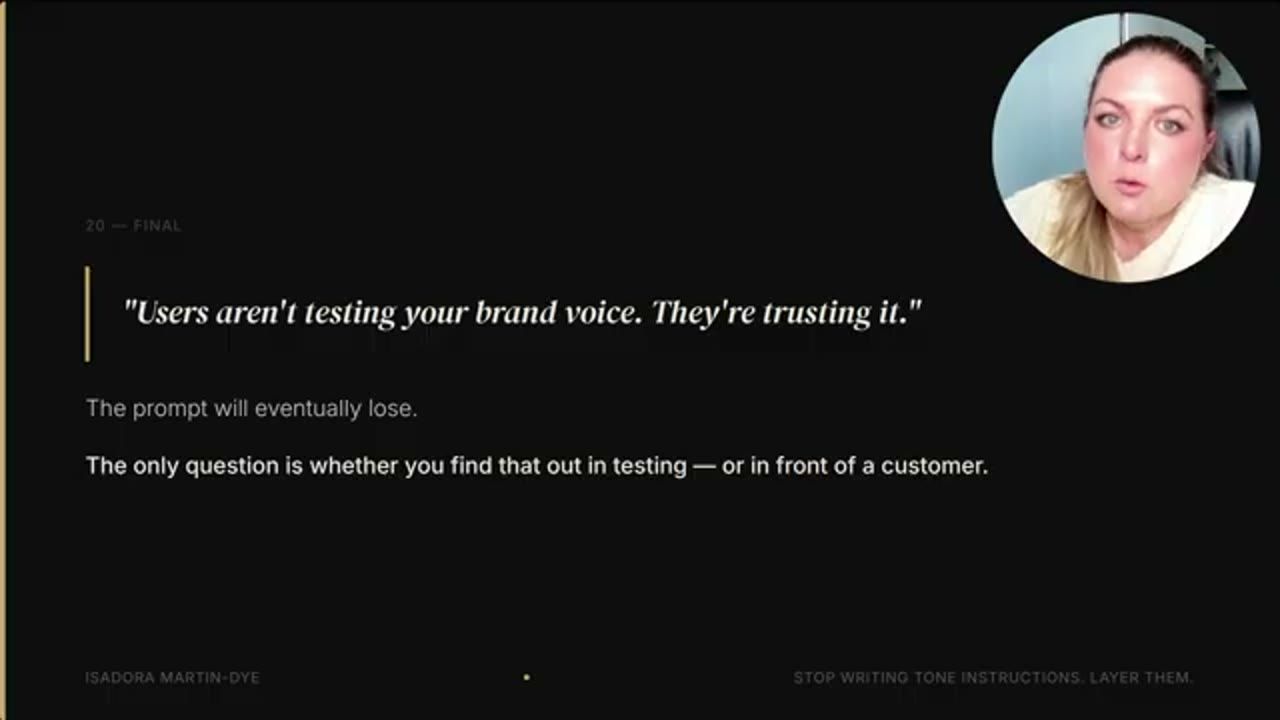 Slide cuối: Users aren't testing your brand voice. They're trusting it.