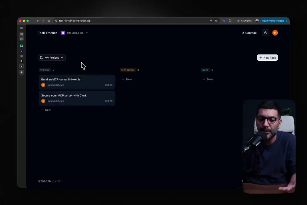 Bảng Task Tracker với ba cột Planned, In Progress, Done