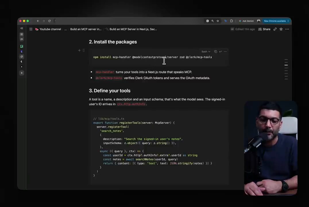 Ghi chú: Install the packages và Define your tools