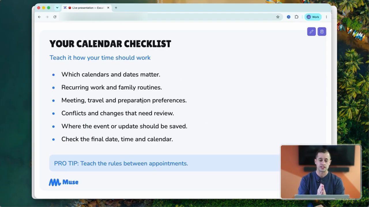 Slide Your calendar checklist với sáu gạch đầu dòng và pro tip