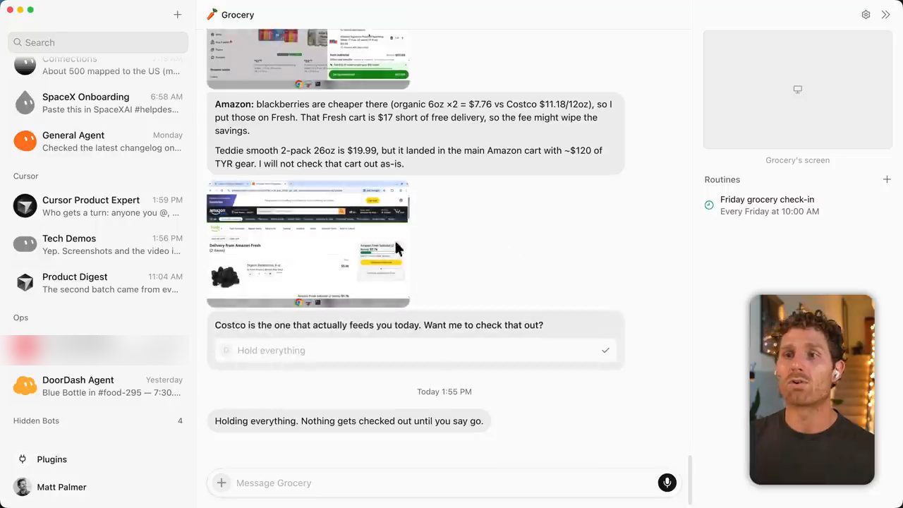 Bot Grocery so giá giữa Amazon và Costco kèm ảnh chụp giỏ hàng
