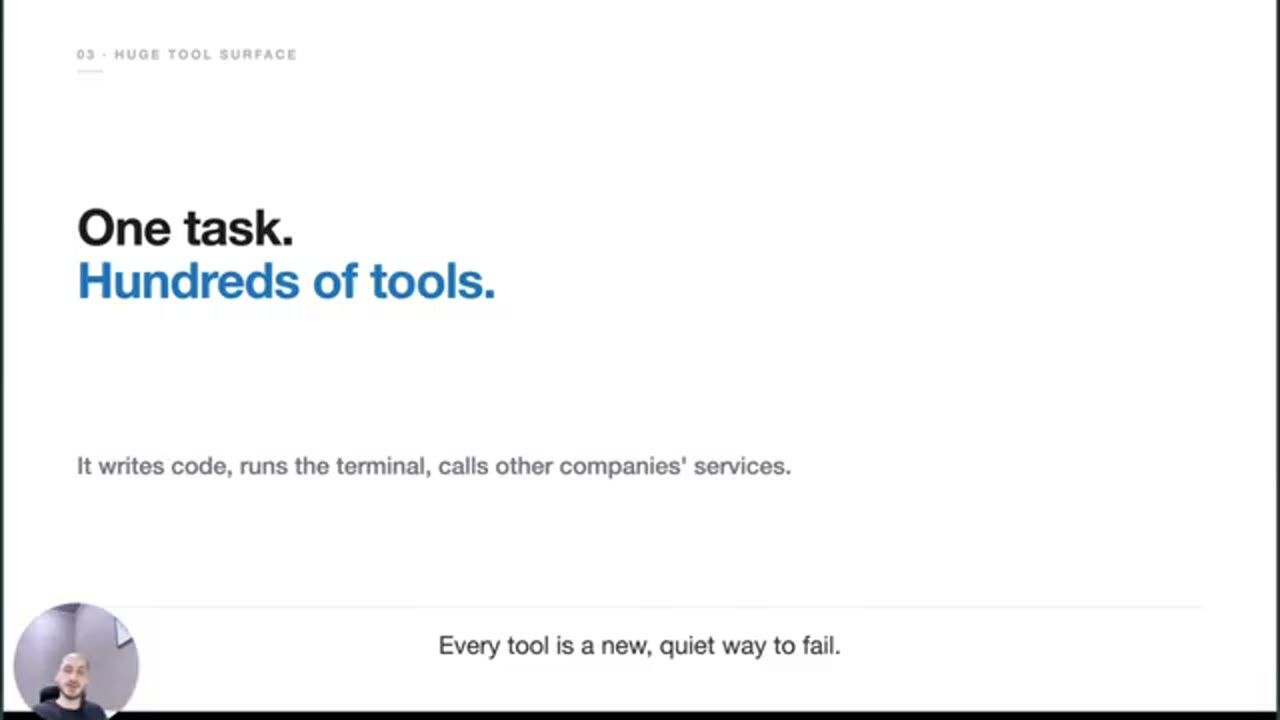 Slide 03 Huge tool surface: One task. Hundreds of tools.
