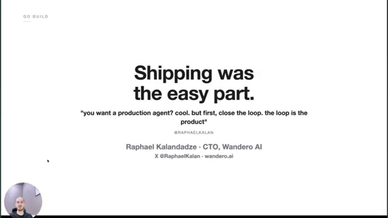 Slide kết Shipping was the easy part, với câu trích của Raphael và tên Raphael Kalandadze, CTO, Wandero AI