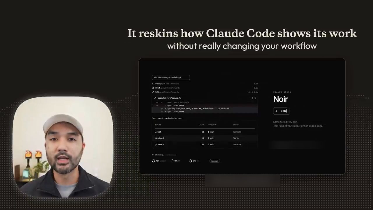 Slide Claude Skins với giao diện skin Noir
