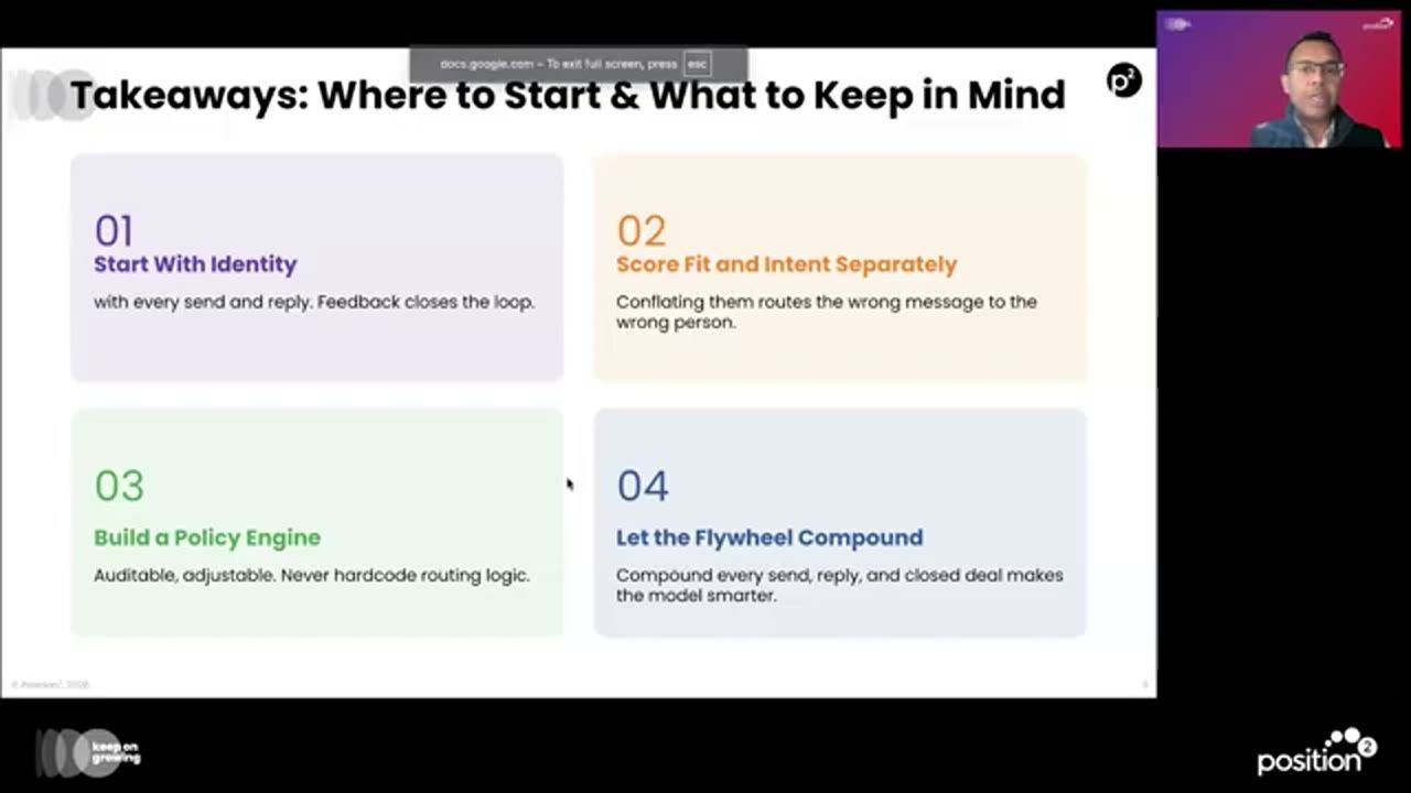 Slide Takeaways: Start With Identity, Score Fit and Intent Separately, Build a Policy Engine, Let the Flywheel Compound