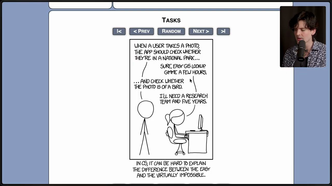 Tranh XKCD Tasks: người dùng yêu cầu kiểm tra vườn quốc gia và kiểm tra ảnh có phải chim không